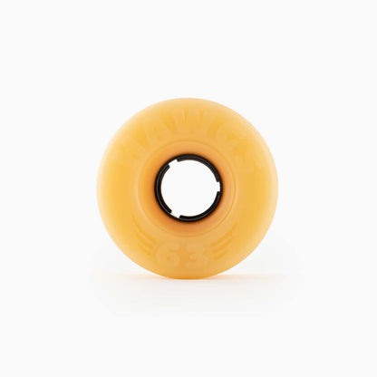 Hawgs Wheels 63mm Doozies Mango Orange 78a Stone Ground Cruiser Freeride Longboard Wheels Front