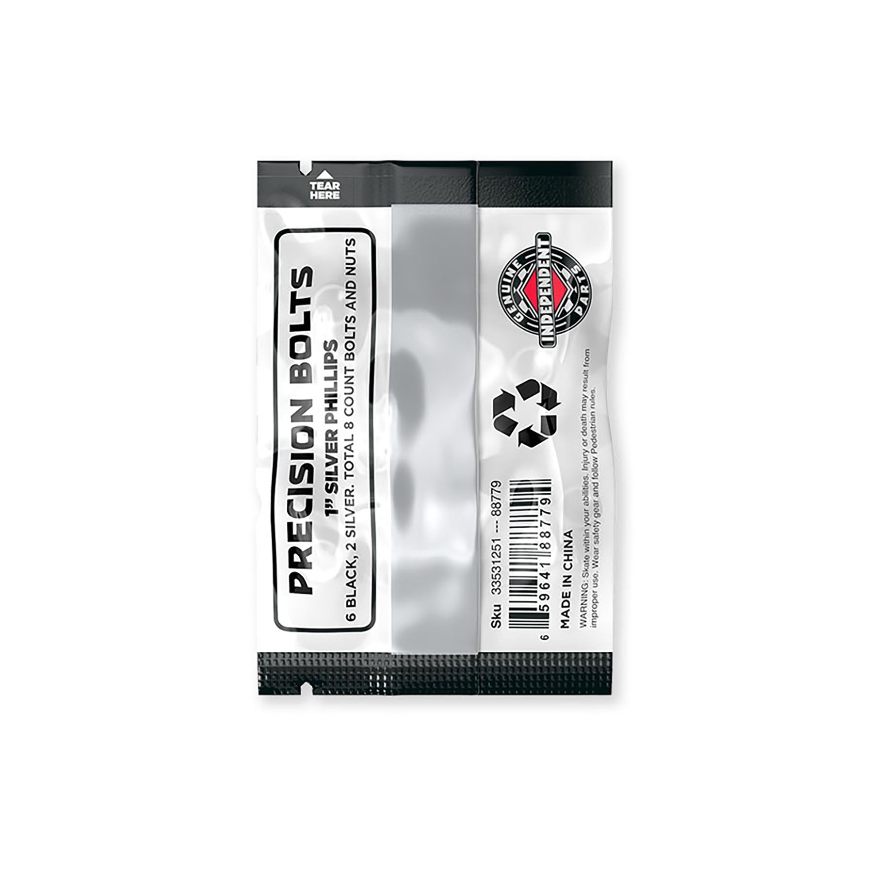 Indepenedent 1 inch Black/Silver Hardware packaging back 6 black 2 silver bolts 8 silvr nuts