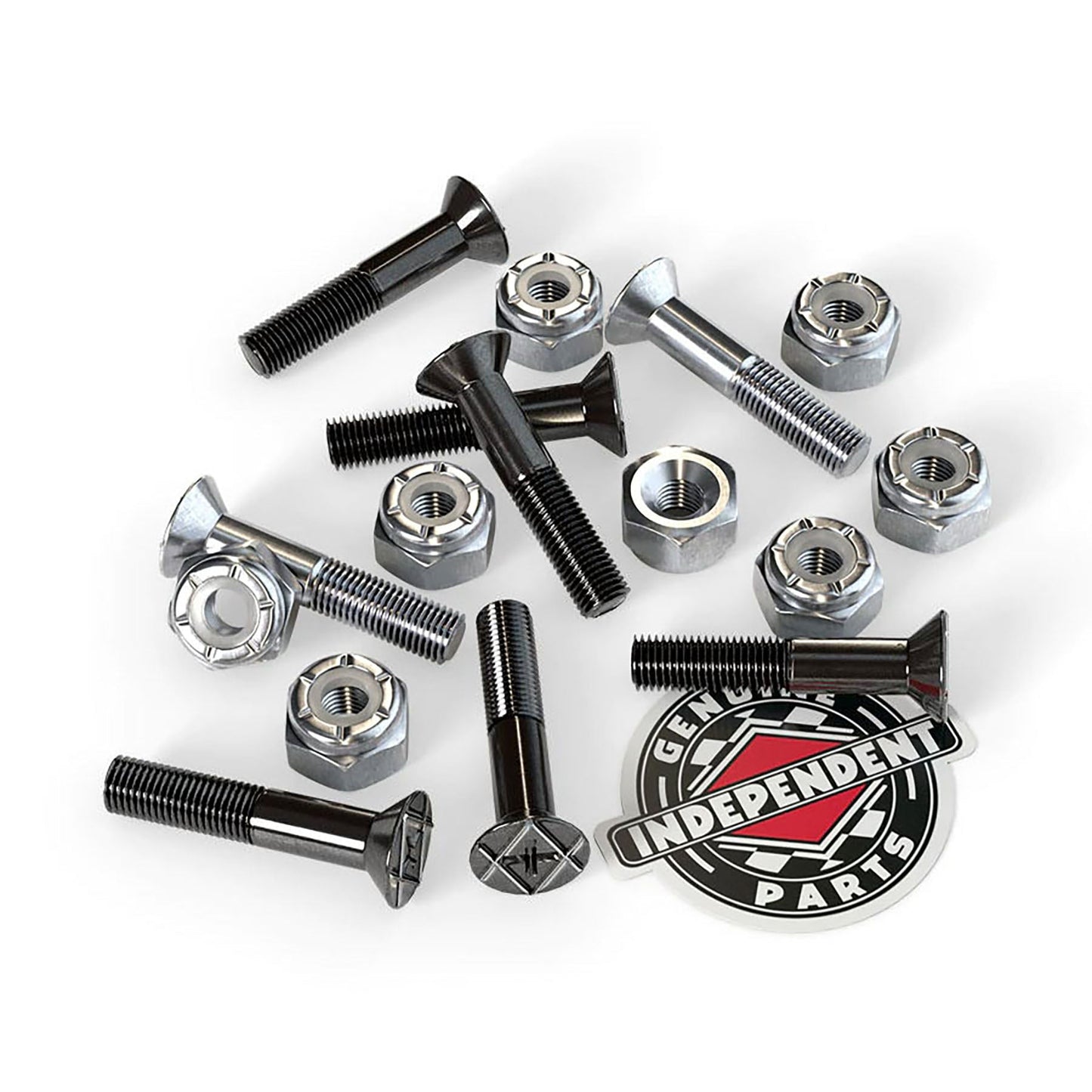 Indepenedent 1 inch Black/Silver Hardware packaging back 6 black 2 silver bolts 8 silvr nuts