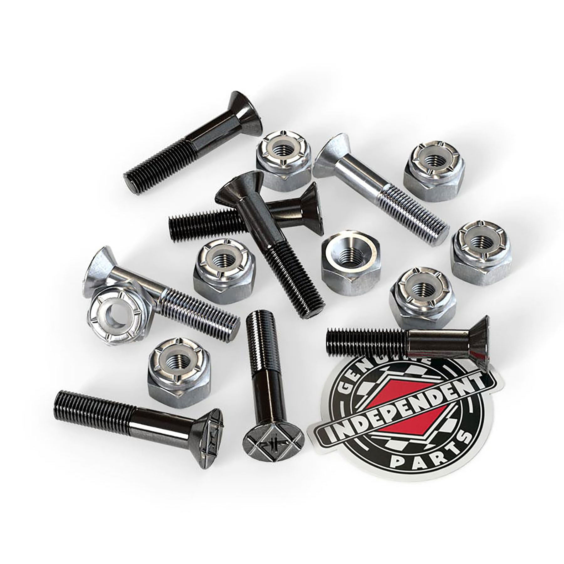 Indepenedent 1 inch Black/Silver Hardware packaging back 6 black 2 silver bolts 8 silvr nuts