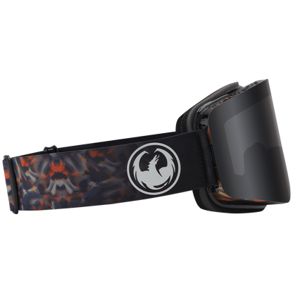 Dragon R1 OTG Over the Glasses Rimless Flat Lens Goggle Fireleaf Black Smoke Grey Lens