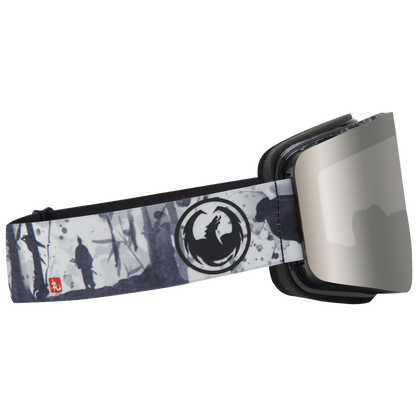 Dragon R1 OTG Over the Glasses Rimless Flat Lens Goggle Bushido Silver Ion Mirror Lens