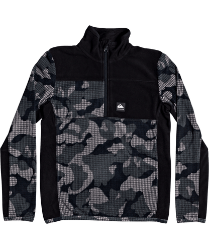 Quicksilver Boy's Aker Technical Half-Zip Fleece True Black Front View