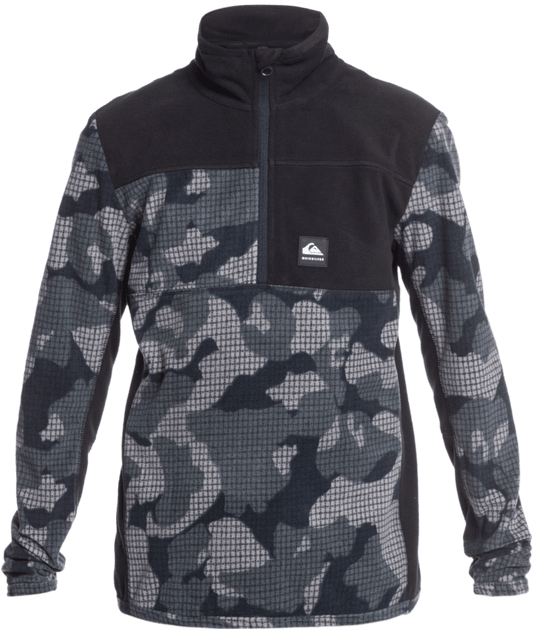 Quicksilver Boy's Aker Technical Half-Zip Fleece True Black Front View