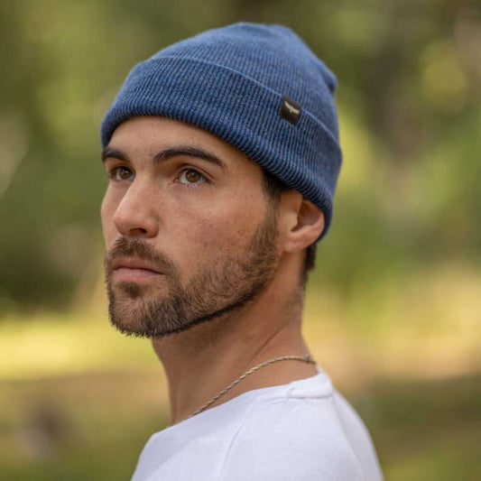 Trown Unisex Fold Over Classic Acrylic Wool Beanie hat Blue