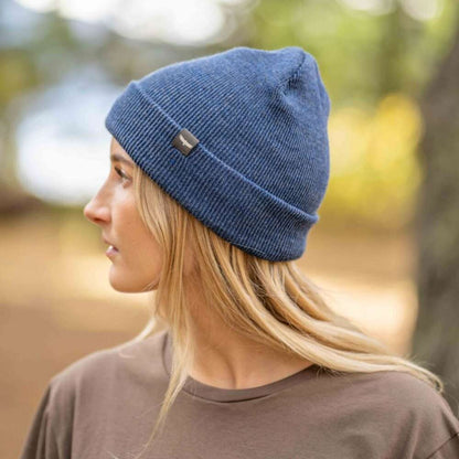 Trown Unisex Fold Over Classic Acrylic Wool Beanie hat Blue