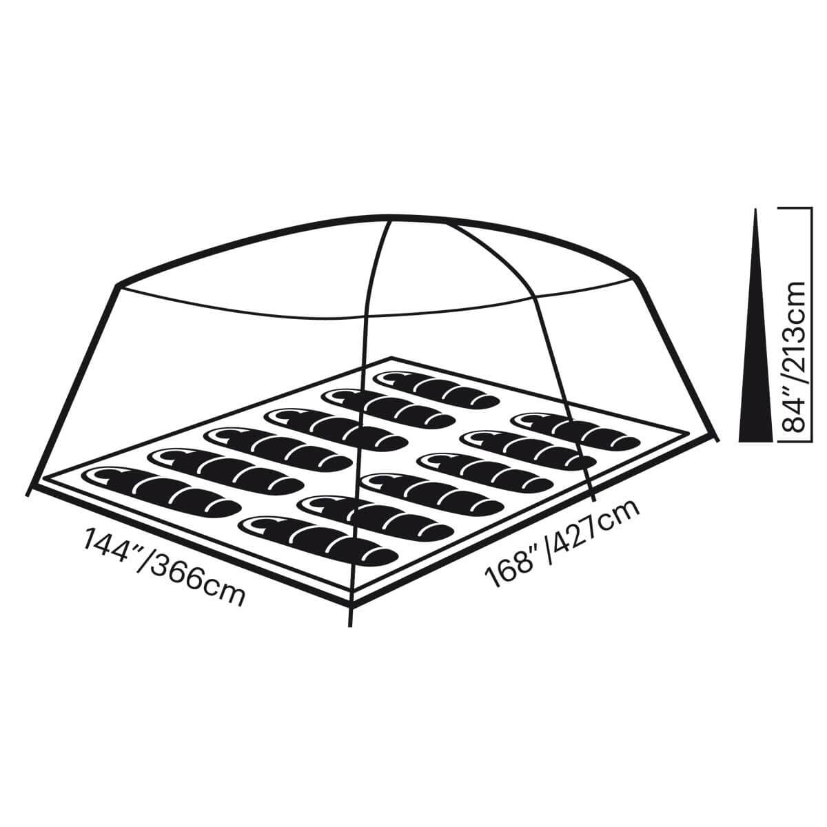Eureka Copper Canyon LX 12-Man Cabin 2-Bedroom Tent Dimensions