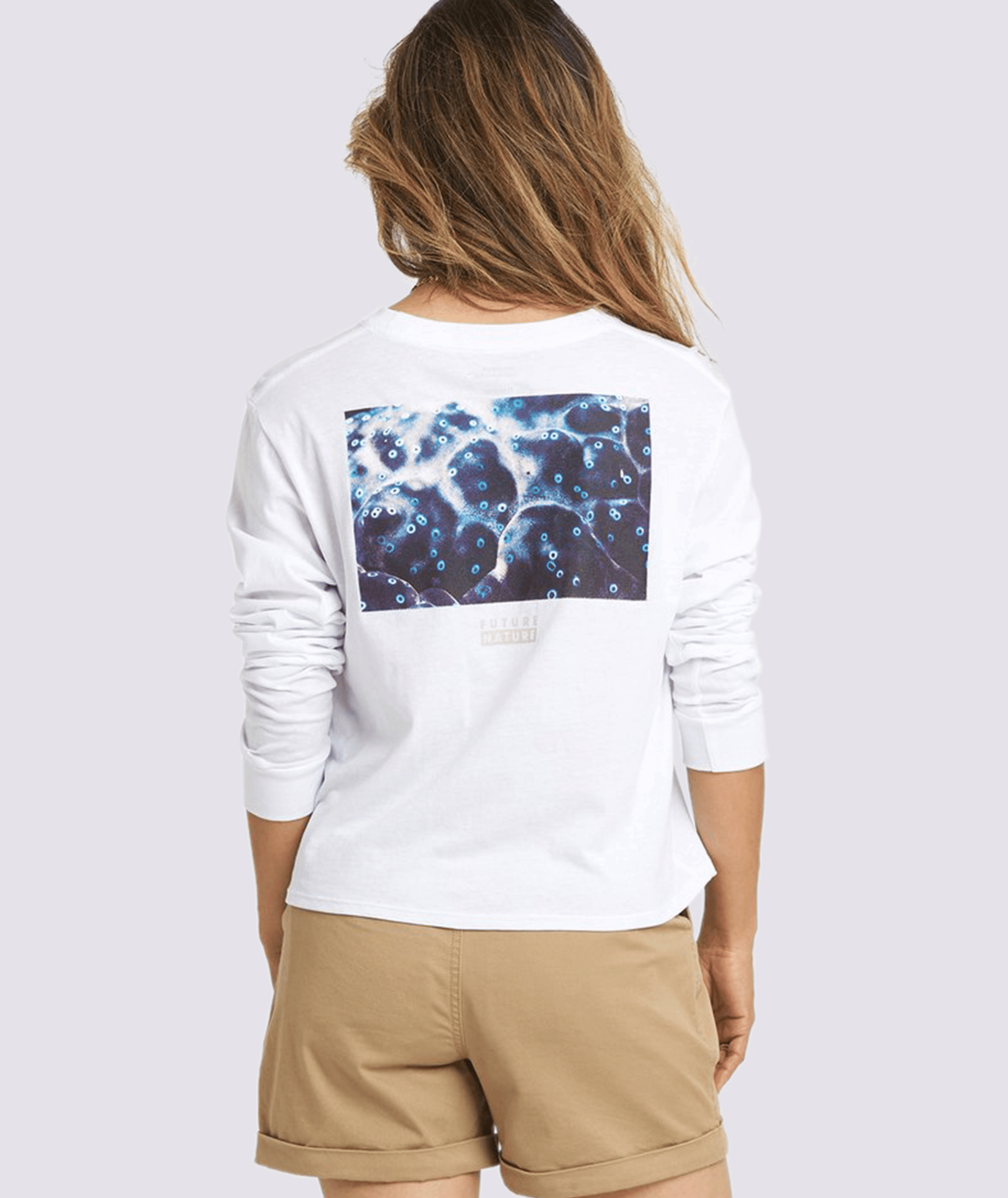 Element Womans National Geographic Long Sleeve Crew Neck Tee White Graphic Back