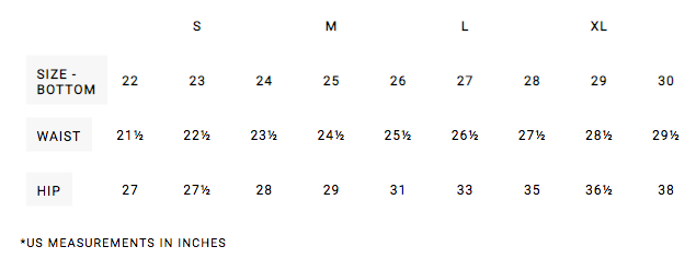 RVCA Boys Bottoms Size Chart