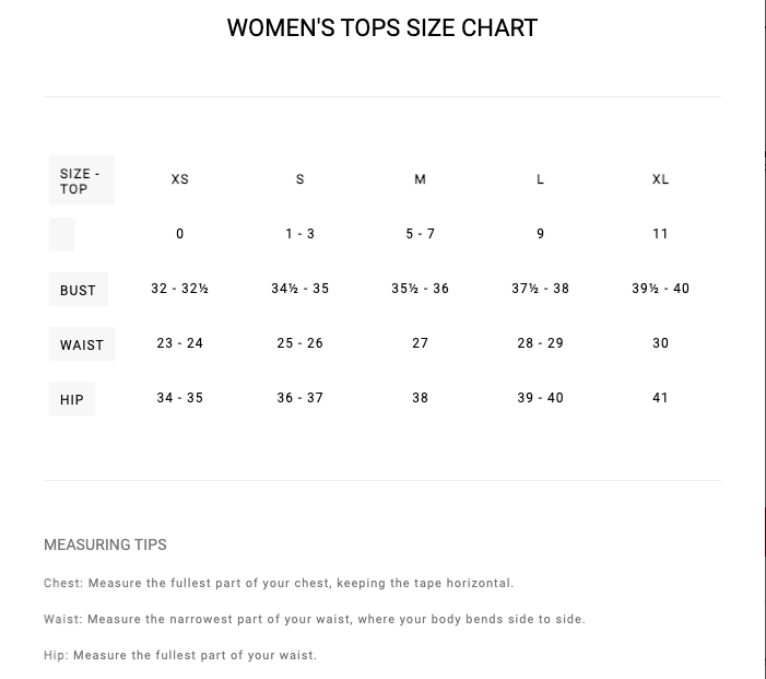 RVCA Womens Swimsuit Top Size Chart Fit Guide