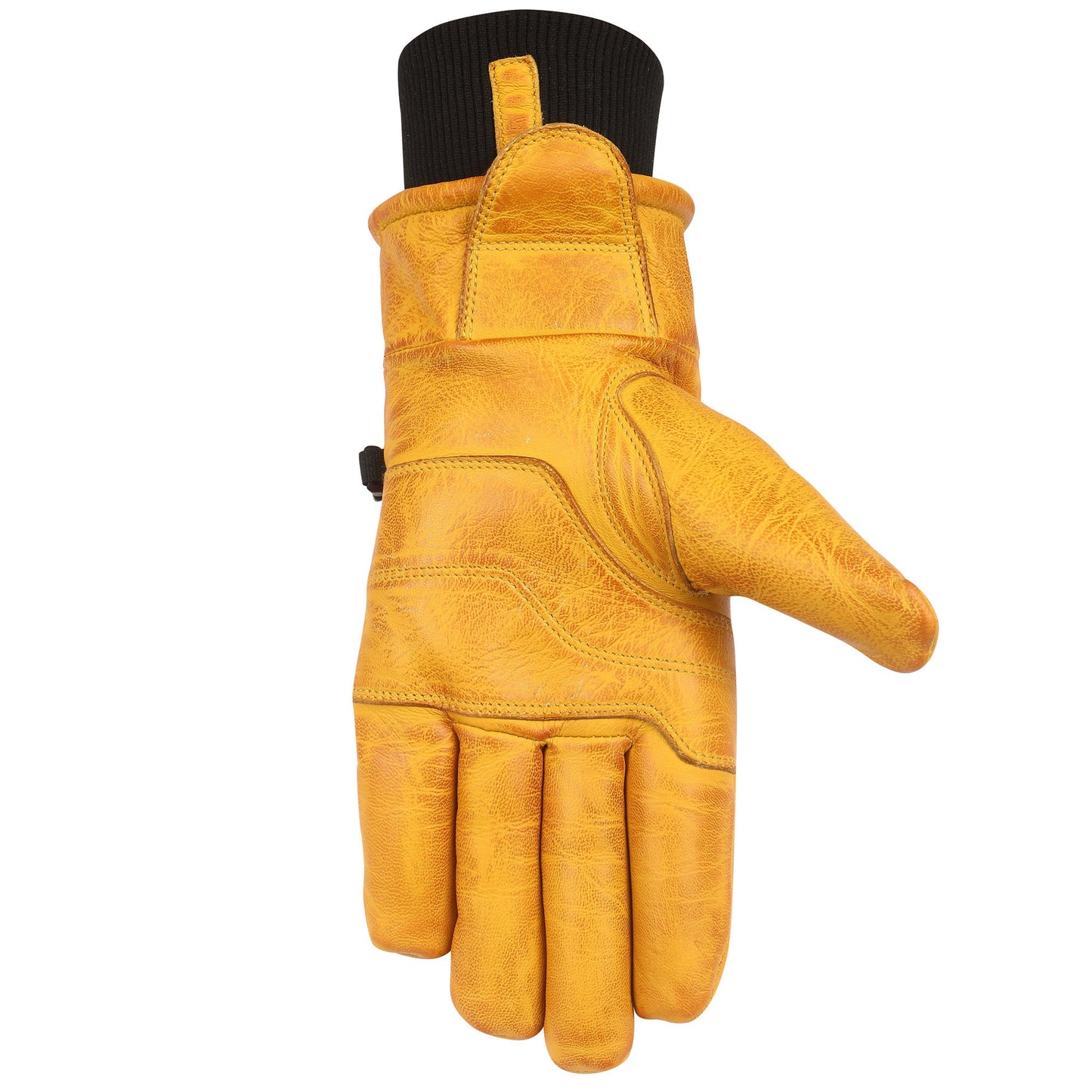 Vance Snow Mens Womens Unisex Goatskin Leather Insulated Winter Ski and Snowboard Gloves Tan Yellow Palm Side