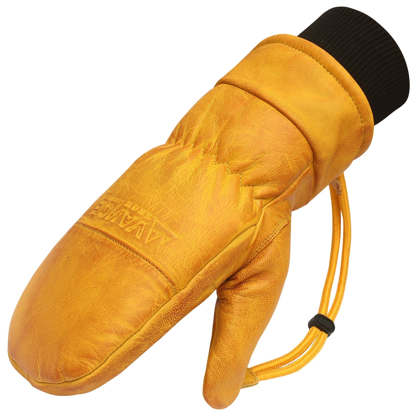 Vance Snow Mens Womens Unisex Goatskin Leather Fleece Insulated Ski Snowboard Gloves Brown Tan Back Thumbside