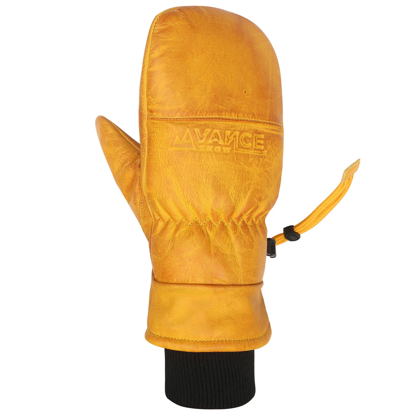 Vance Snow Mens Womens Unisex Goatskin Leather Fleece Insulated Ski Snowboard Gloves Brown Tan Backhand Side