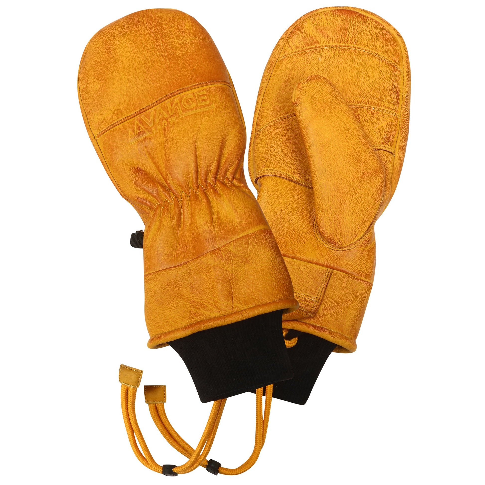 Vance Snow Mens Womens Unisex Goatskin Leather Fleece Insulated Ski Snowboard Gloves Brown Tan Front and Back