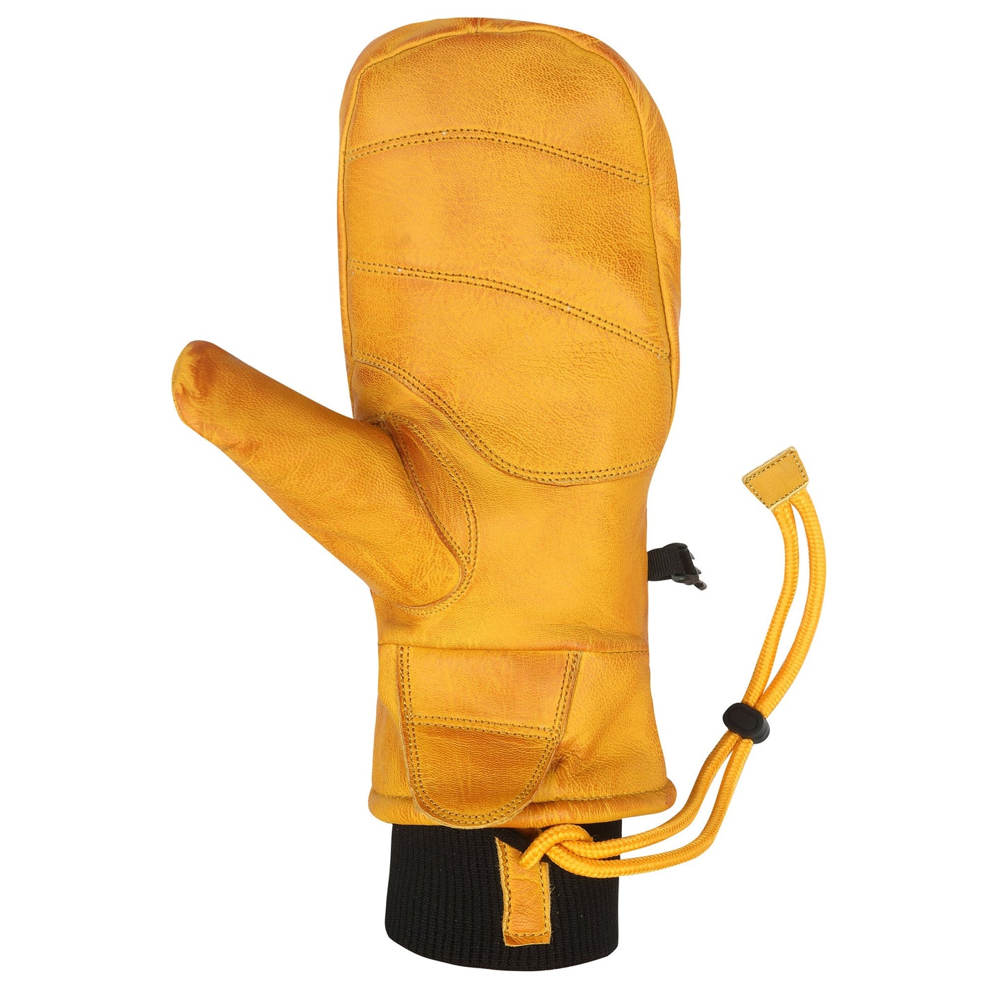 Vance Snow Mens Womens Unisex Goatskin Leather Fleece Insulated Ski Snowboard Gloves Brown Tan Palm Side with Cuff