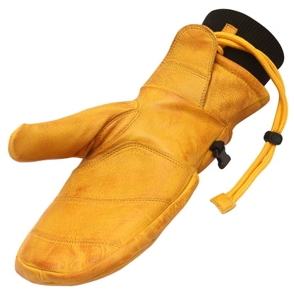 Vance Snow Mens Womens Unisex Goatskin Leather Fleece Insulated Ski Snowboard Gloves Brown Tan Palm Side