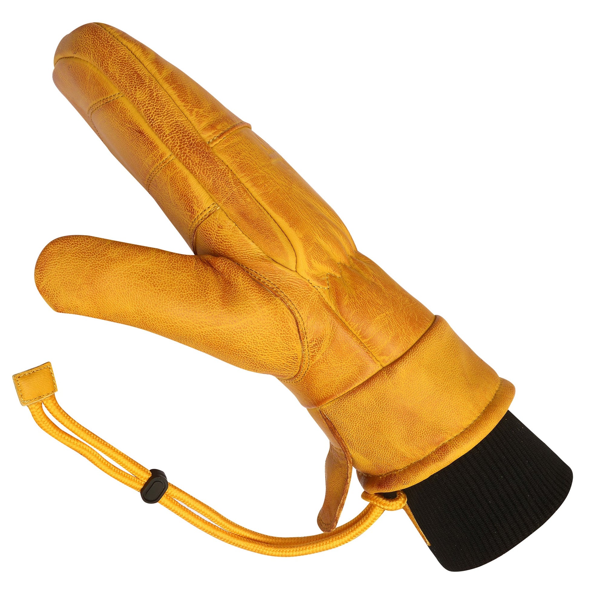 Vance Snow Mens Womens Unisex Goatskin Leather Fleece Insulated Ski Snowboard Gloves Brown Tan Thumb Side
