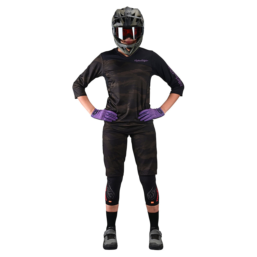 Troy Lee Designs Ladies Women's Mischief Short with Padded Liner Brushed Camo Army FFront