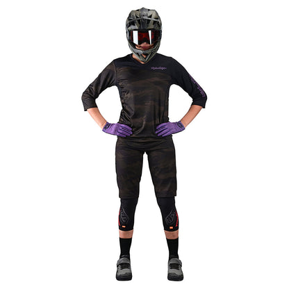 Troy Lee Designs Ladies Women's Mischief Short with Padded Liner Brushed Camo Army FFront
