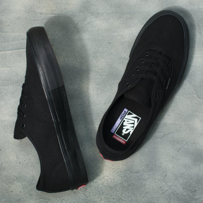 VANS Skate Authentic Skateboard Shoe Black Black Top Laces