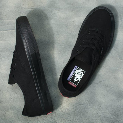 VANS Skate Authentic Skateboard Shoe Black Black Top Laces