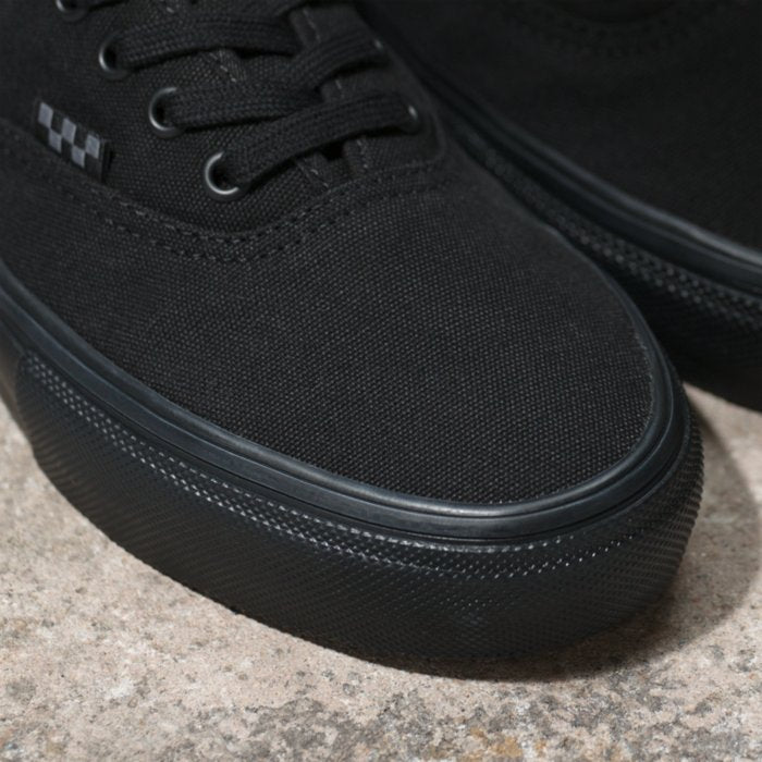 VANS Skate Authentic Skateboard Shoe Black Black Toe View