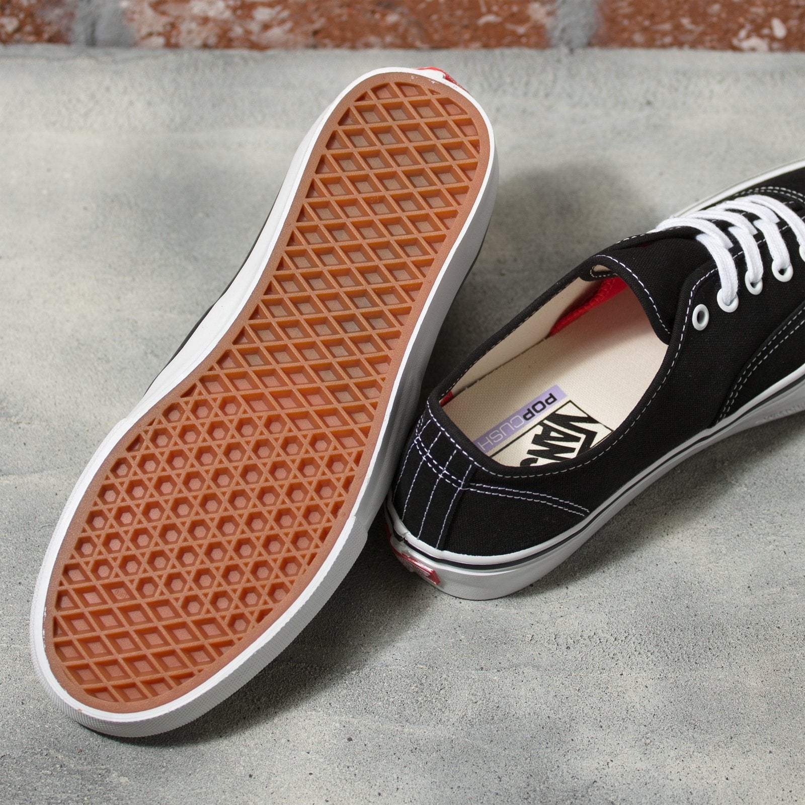 VANS Skate Authentic Black White Shoe Waffle Cone Bottom