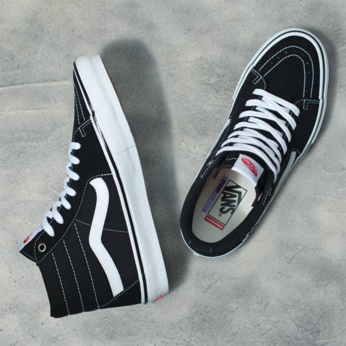 VANS Skate Sk8-Hi Black White Skateboard Shoe Top Lace