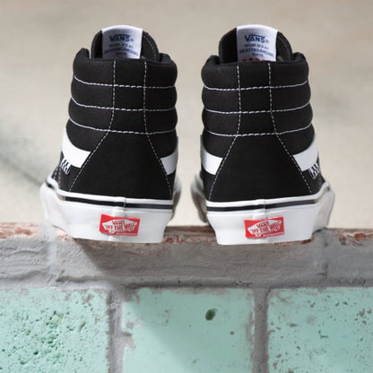 VANS Skate Sk8-Hi Black White Skateboard Shoe Back Heel
