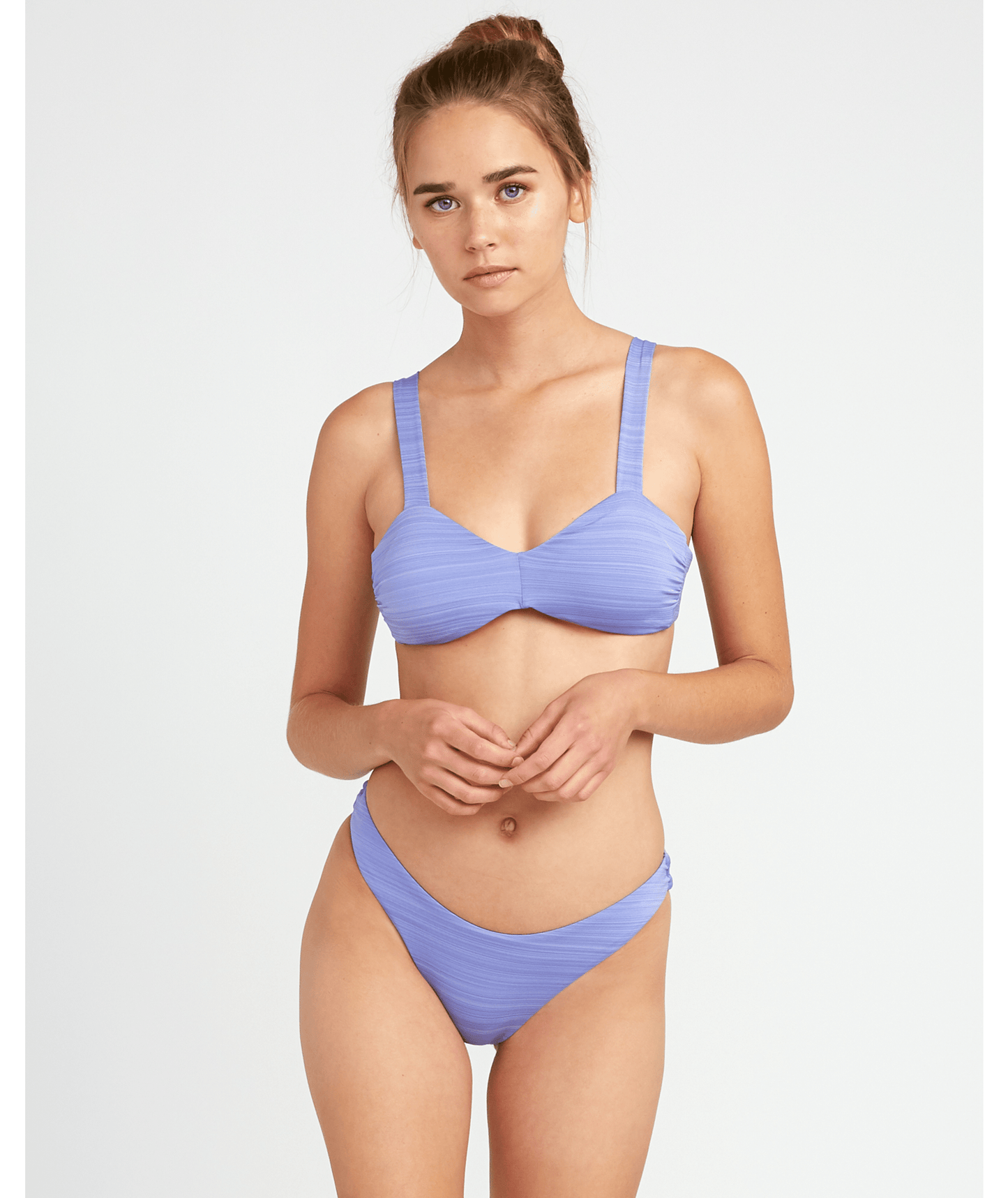 RVCA Ladies Juniors Rowan French Cut Skimpy Bikini Swim Bottoms Peacock Blue Front