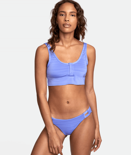 RVCA womens juniors rowan crop top bikini swim top peacock light purple front alt
