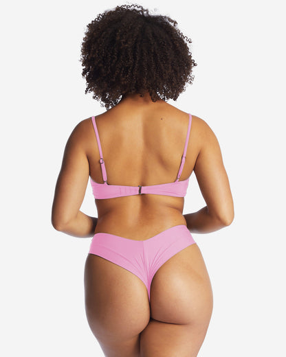Billabong Sol Searcher Fiji Bikini Bottom Paradise Pink Back; L | Caitlyn is wearing a size L and has a 34" bust, 27" waist, and 41" hips