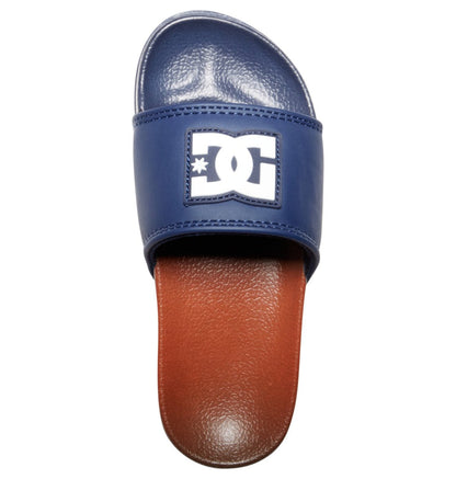 DC Shoes Kids Youth boys Girls Dc Slides slip on slipper sandals blue/brown top
