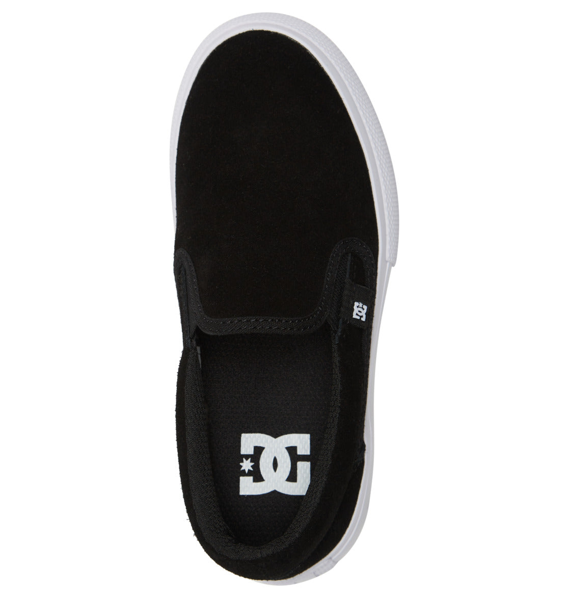 DC Shoes Youth Kids Boys Girls Manual Slip-On SD Suede Low Top Skate Shoes Black/White Top