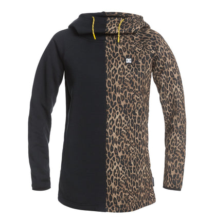 DC Shoes Women's Salem Technical Fleece Hoodie Leopard Fade Black Front