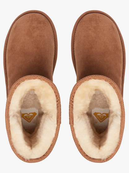 Roxy Women's Renton Winter Boot Chestnut Brown top and inside view