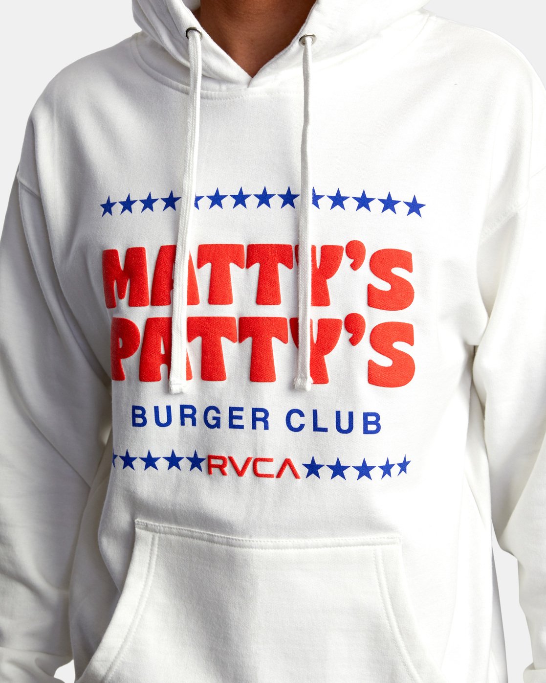 RVCA Matty Burger Hoodie White Front Print Art Graphic