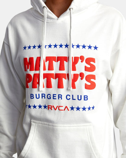 RVCA Matty Burger Hoodie White Front Print Art Graphic