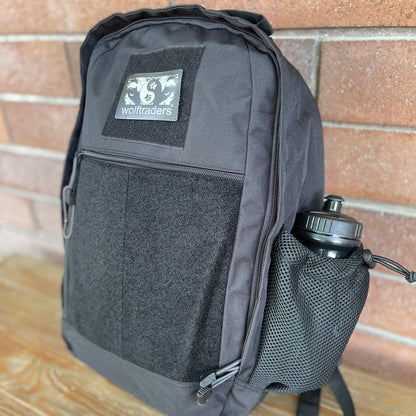 Wolftraders CasualWolf 20-Liter Tactical Day Backpack Black Water Bottle Side
