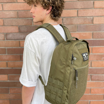 Wolftraders CasualWolf 20-Liter Tactical Day Backpack od green on back molle side
