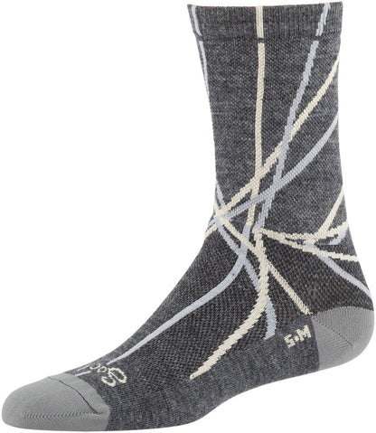 SockGuy All-City Damn Fine Crew Merino Wool Socks Charcoal/Sage green/khaki