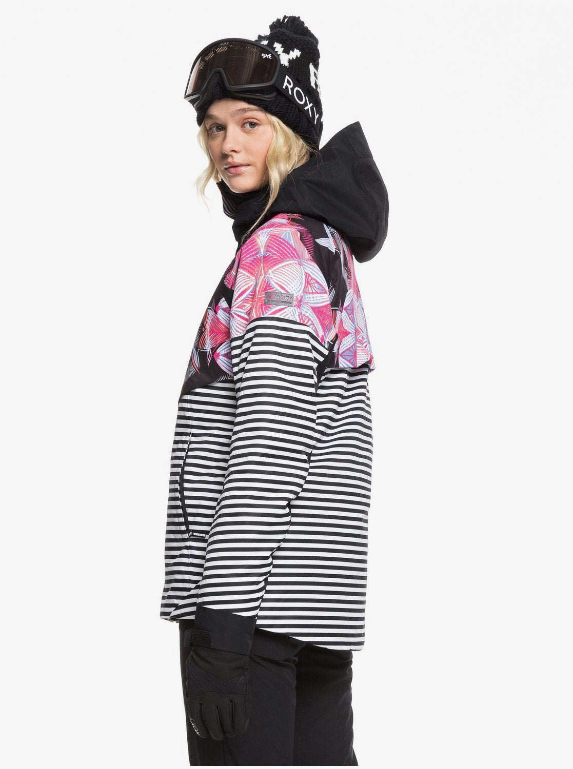 ROXY Women's Frozen Flow Ski and Snowboard Jacket Modeling Side VIew
