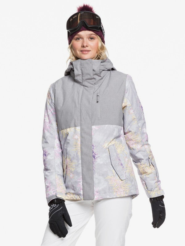 Roxy Women's Jetty Block Snow Jacket Edelweiss modeled front view