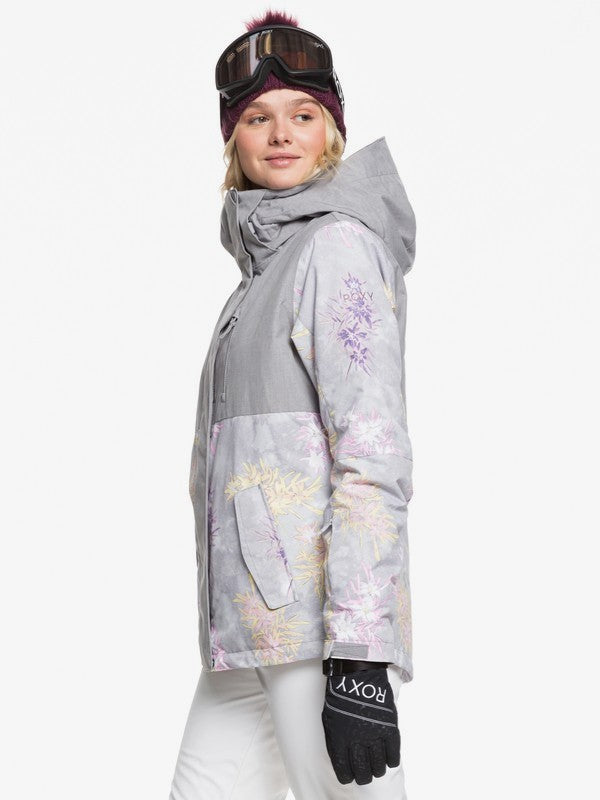 Roxy Women's Jetty Block Snow Jacket Edelweiss  model side view