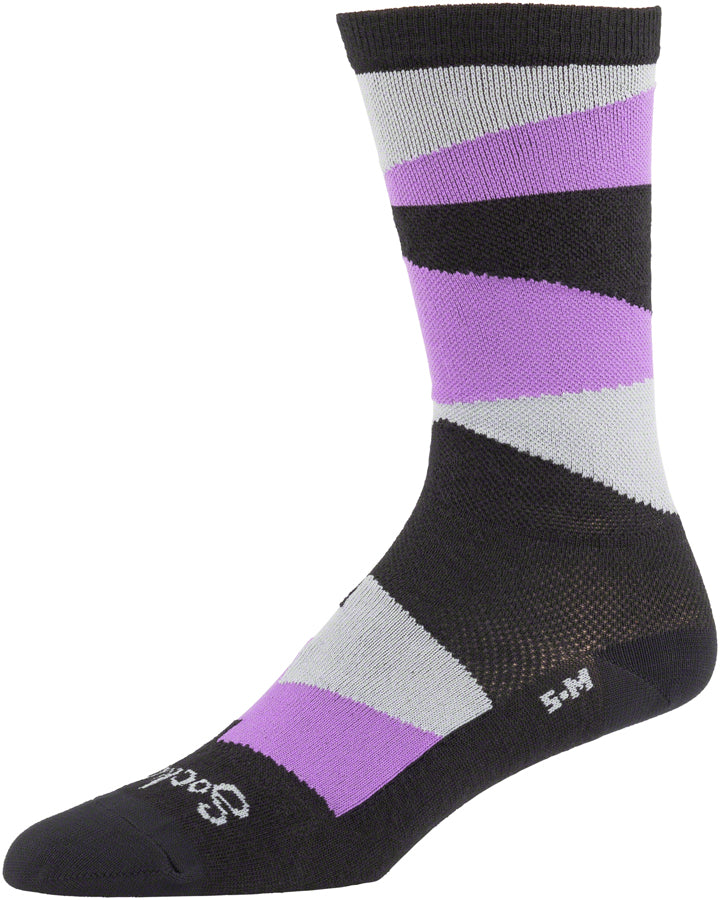 SockGuy All-City Full Block 8" Wool Crew Cycling Socks Purple/Black