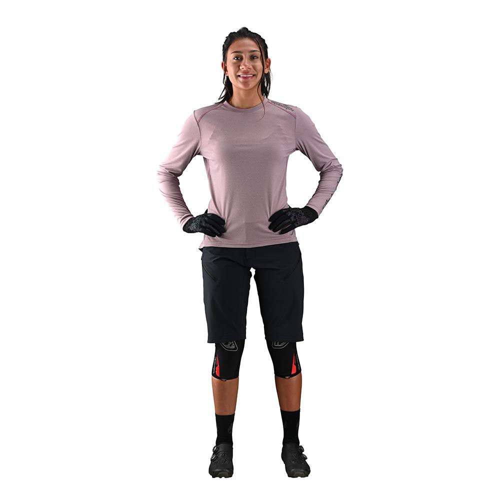 Troy Lee Designs Women's Lilium Padded Mountain Bike Shorts with Removable Liner Solid Black Front Model