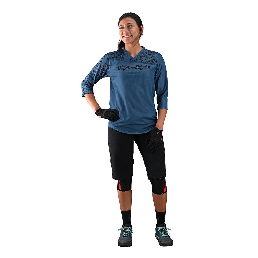 Troy Lee Designs Women's Mischief Padded MTB Mountain Bike Shorts with Liner Solid Black Model Front