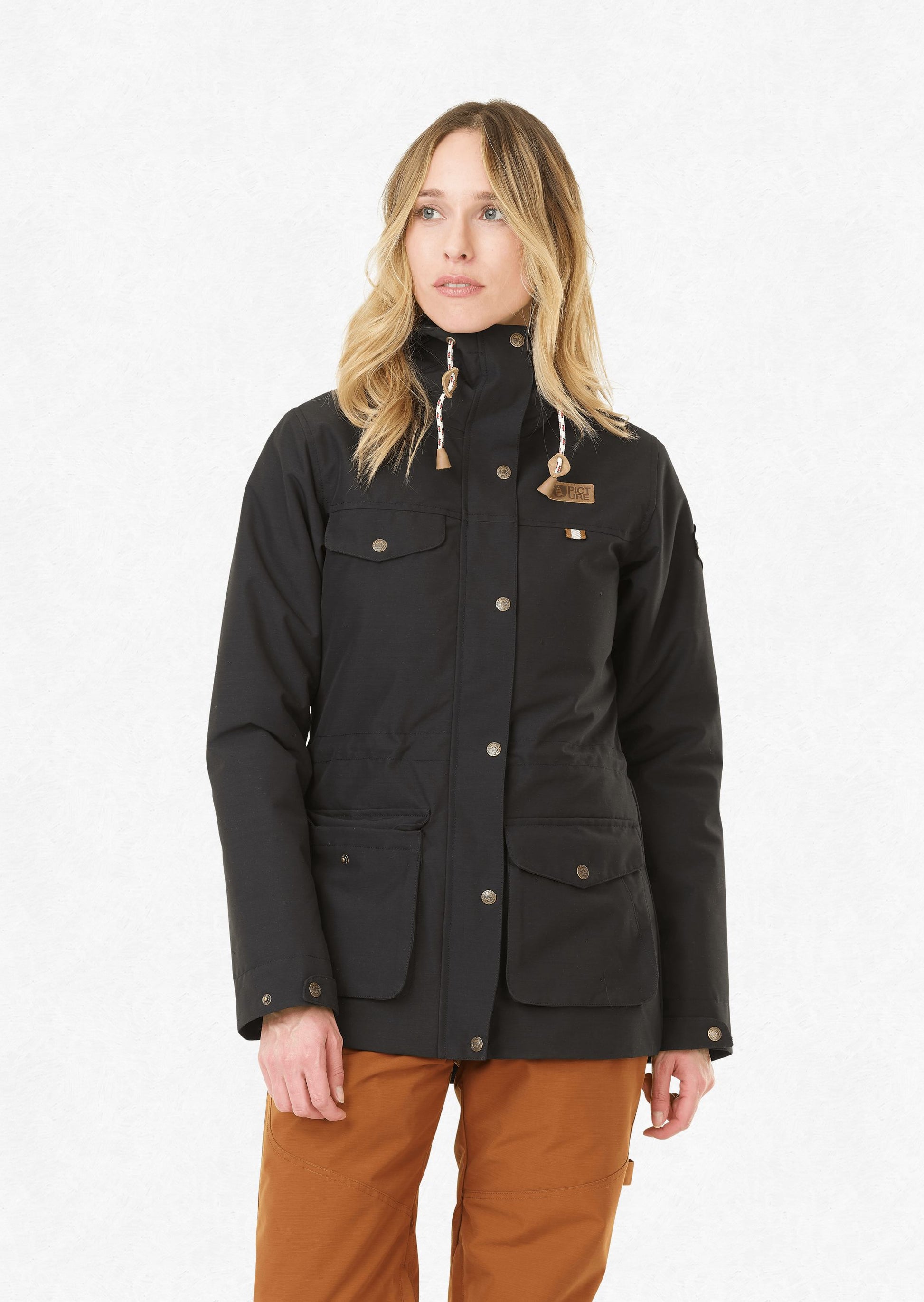 Picture Women's Kate 10K Waterproof Ski and Snowboard Jacket Black Front Model