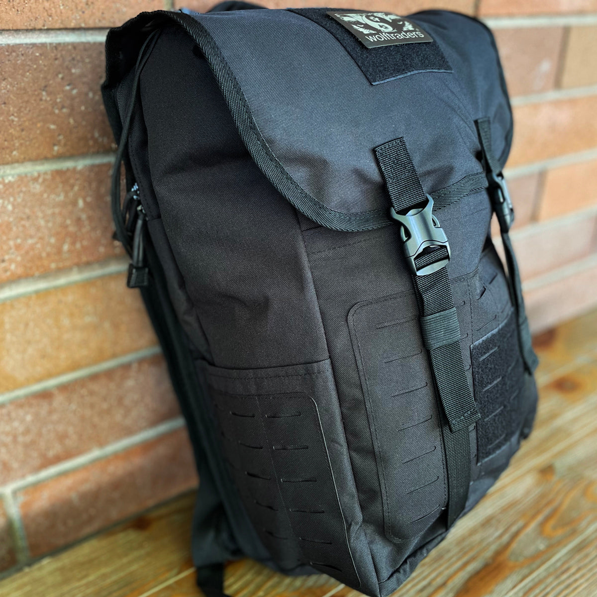 Wolftraders LoadedWolf multiOperational 40 Liter Tactical Backpack Black Side Molle and straps