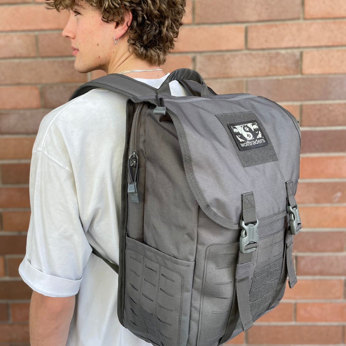 Wolftraders LoadedWolf multiOperational 40 Liter Tactical Backpack Grey side 2 model